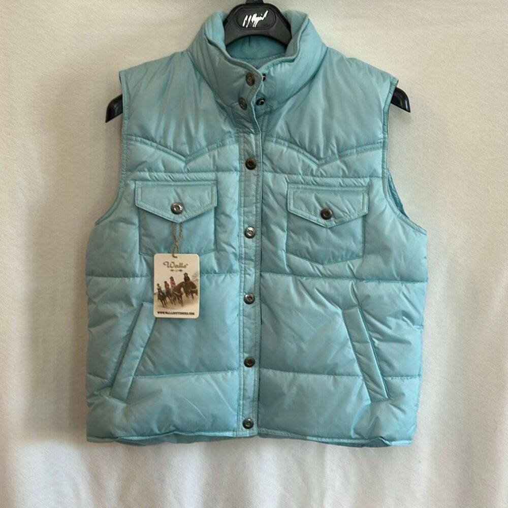NEW Walls Womens Puffer Vest Authentic Ranch Wear Lt Blue Sz Medium Snap Buttons